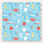 Dental Blue Pattern Kartonnen Onderzetters (Voorkant)