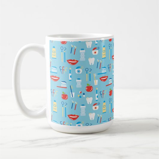 Dental Blue Pattern Koffiemok (Links)