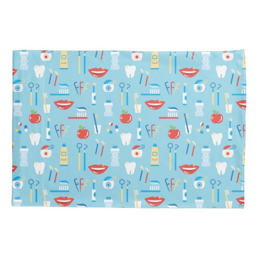 Dental Blue Pattern Kussensloop (Achterkant-Links)