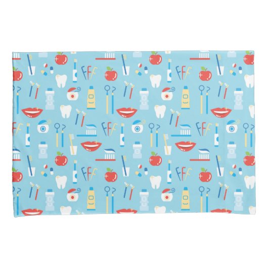 Dental Blue Pattern Kussensloop (Voorkant-Rechts)