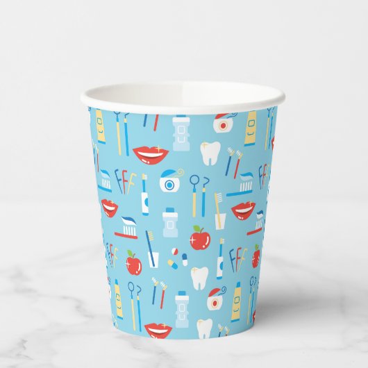 Dental Blue Pattern Papieren Bekers (Links)