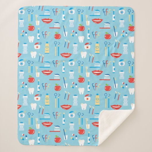 Dental Blue Pattern Sherpa Deken (Voorkant)