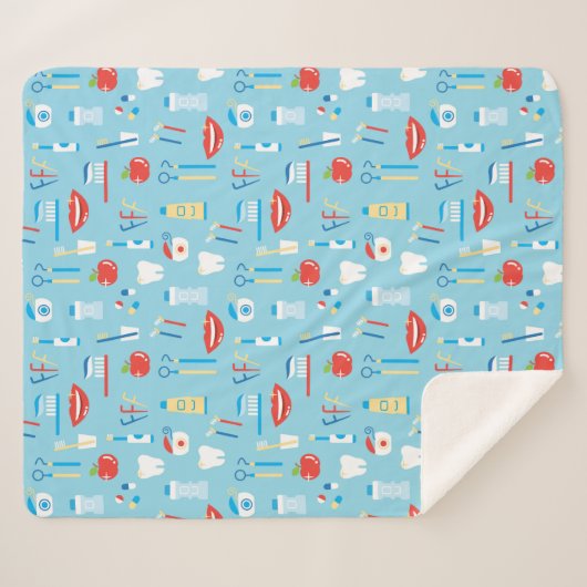 Dental Blue Pattern Sherpa Deken (Voorkant (horizontaal))