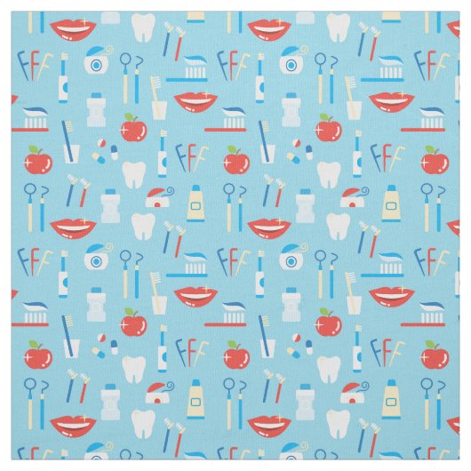 Dental Blue Pattern Stof (Swatch)