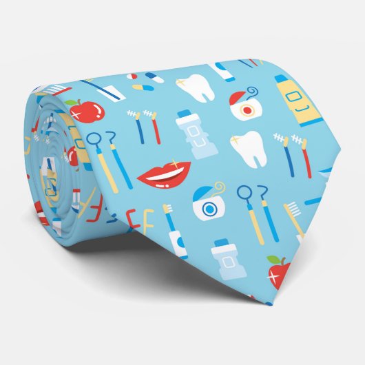 Dental Blue Pattern Stropdas (Opgerold)