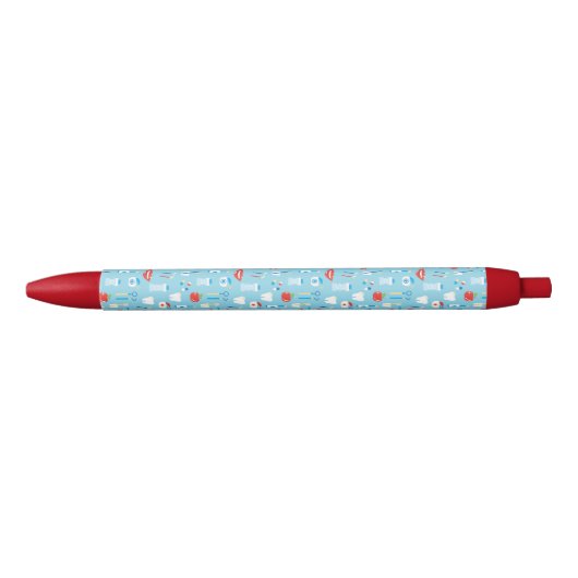 Dental Blue Pattern Zwarte Inkt Pen (Voorkant)