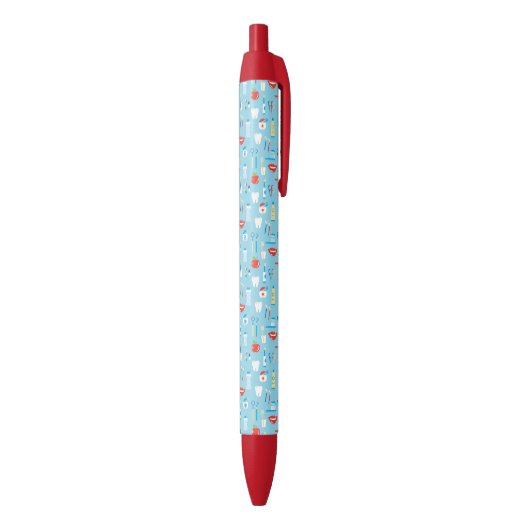 Dental Blue Pattern Zwarte Inkt Pen (Achterkant (Verticaal))
