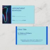 Dental Blue Tooth Afspraak Herinnering Visitekaartje (Voorkant / Achterkant)