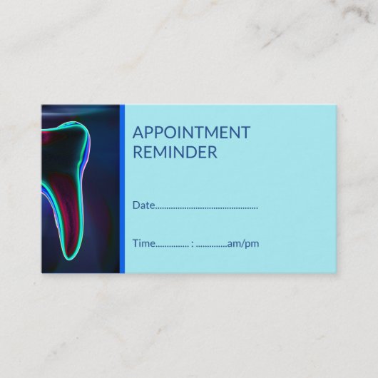 Dental Blue Tooth Afspraak Herinnering Visitekaartje (Voorkant)