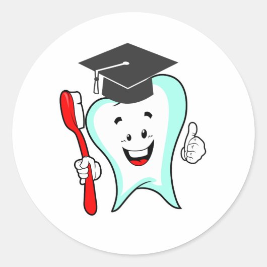 Dental Care Happy Tooth Gradup Ronde Sticker (Voorkant)