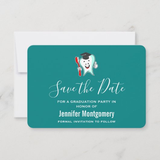 Dental Care Happy Tooth Gradup Save The Date (Voorkant)