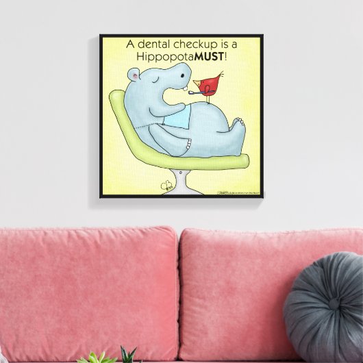 Dental Checkup Hippopotamus Canvas Afdruk (Insitu (Woonkamer))