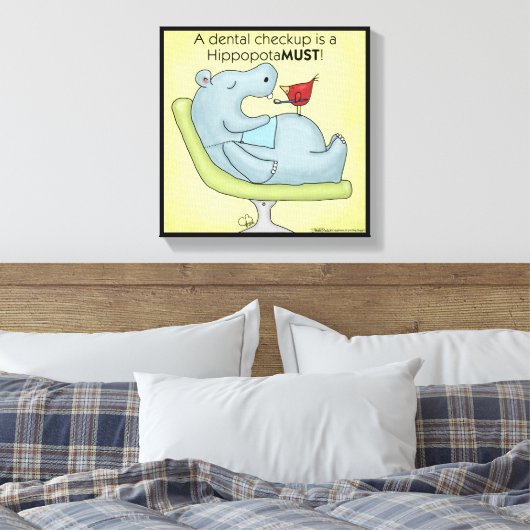 Dental Checkup Hippopotamus Canvas Afdruk (Insitu (Slaapkamer))