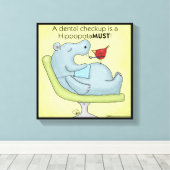 Dental Checkup Hippopotamus Canvas Afdruk (Insitu (Houten vloer))