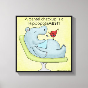 Dental Checkup Hippopotamus Canvas Afdruk