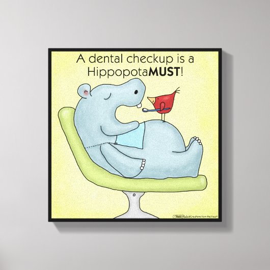 Dental Checkup Hippopotamus Canvas Afdruk (Voorkant)