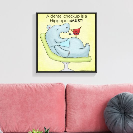 Dental Checkup Hippopotamus Canvas Afdruk (Insitu (Woonkamer))