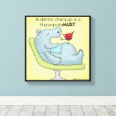Dental Checkup Hippopotamus Canvas Afdruk (Insitu (Houten vloer))