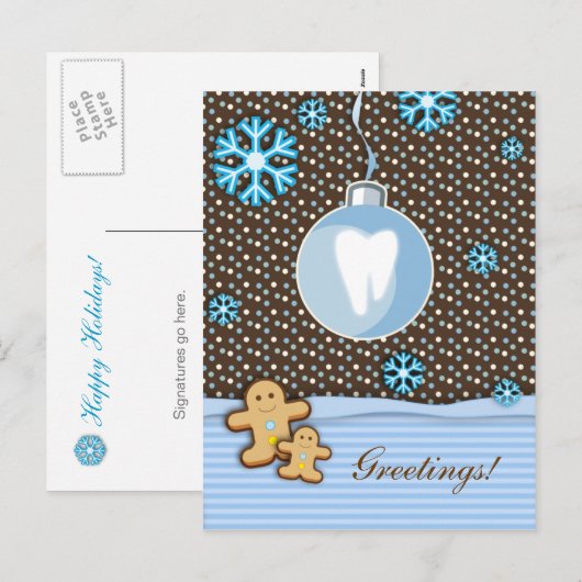 Dental Christmas Briefkaart Gingerbread Blue (Voorkant / Achterkant)