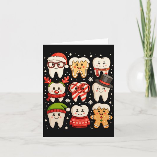 Dental Christmas Cute Teeth Dentist Santa Hat Xmas Kaart (Voorkant)