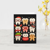 Dental Christmas Cute Teeth Dentist Santa Hat Xmas Kaart (Gele Bloem)