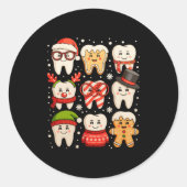 Dental Christmas Cute Teeth Dentist Santa Hat Xmas Ronde Sticker (Voorkant)