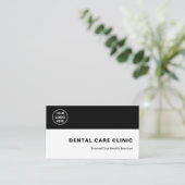 Dental Clinic Dentist Custom Logo QR Code Black Visitekaartje (Staand voorkant)