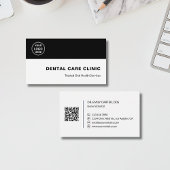 Dental Clinic Dentist Custom Logo QR Code Black Visitekaartje