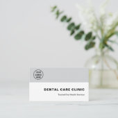 Dental Clinic Dentist Professional Logo QR Gray Visitekaartje (Staand voorkant)