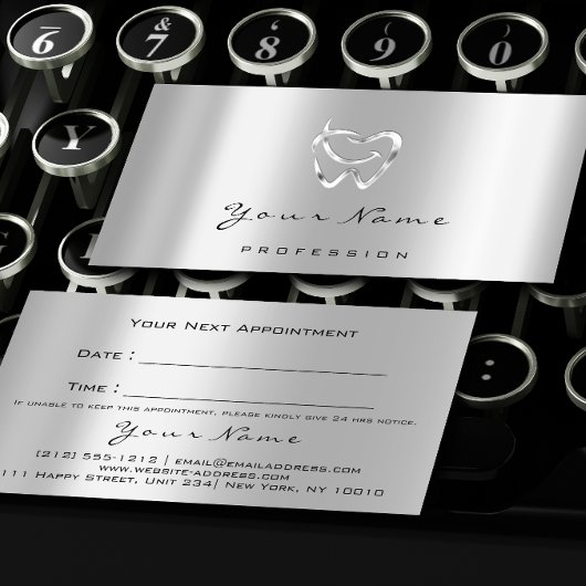 Dental Clinic Dentist Silver Logo Grey Appointment Afsprakenkaartje