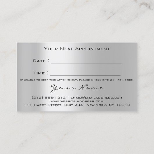 Dental Clinic Dentist Silver Logo Grey Appointment Afsprakenkaartje (Achterkant)