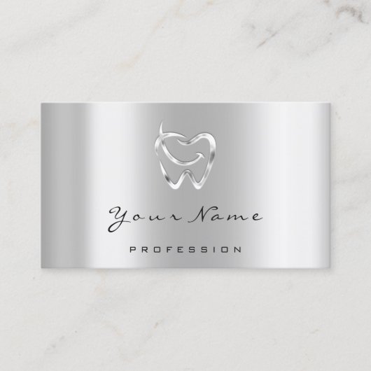 Dental Clinic Dentist Silver Logo Grey Appointment Afsprakenkaartje (Voorkant)
