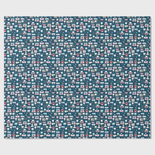 Dental Clinic Kantoor Pattern Cadeaupapier (Vlak)