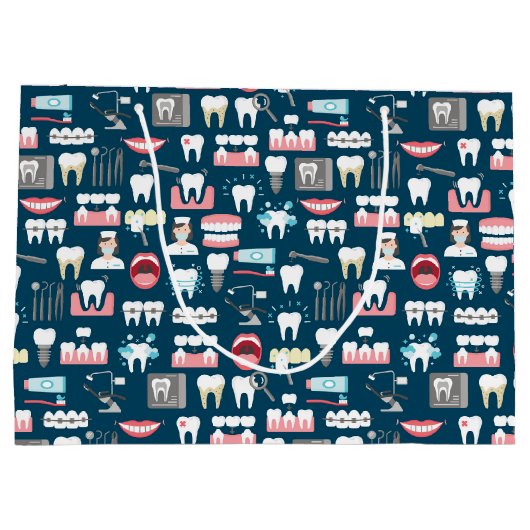 Dental Clinic Kantoor Pattern Groot Cadeauzakje (Achterkant)