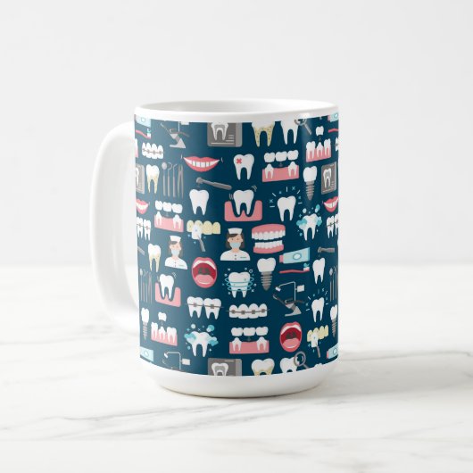 Dental Clinic Kantoor Pattern Koffiemok (Voorkant links)