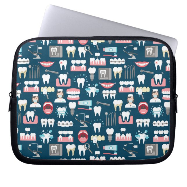 Dental Clinic Kantoor Pattern Laptop Sleeve (Voorkant)