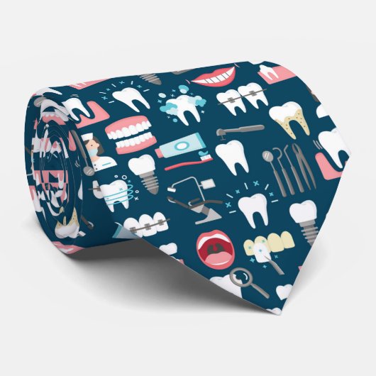 Dental Clinic Kantoor Pattern Stropdas (Opgerold)