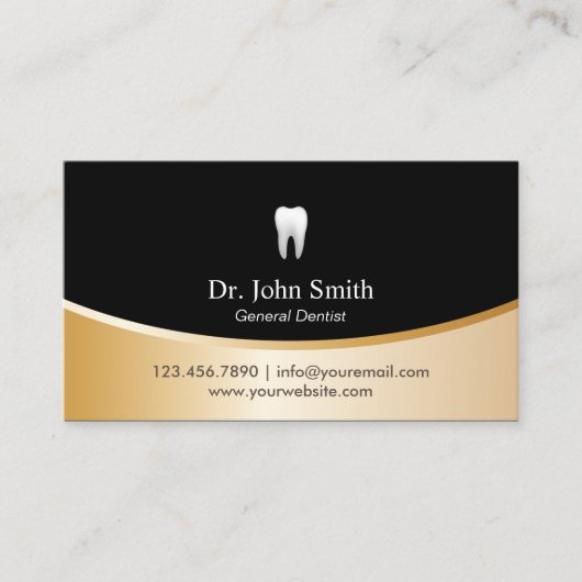 Dental Clinic Modern Black & Gold-afspraak Afsprakenkaartje (Voorkant)