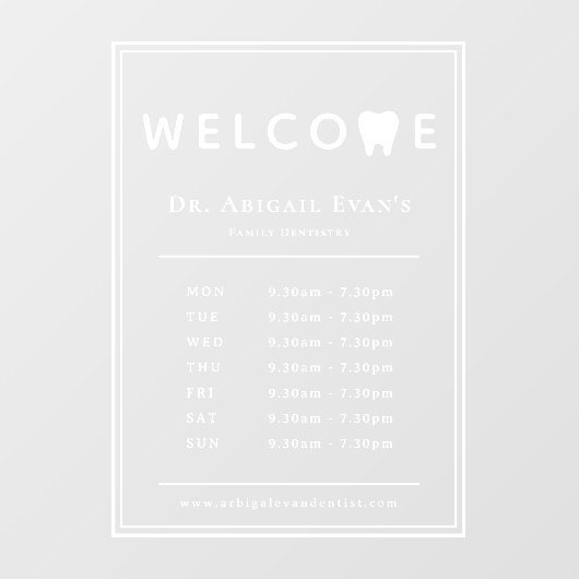 Dental Clinic Storefront Open Uren Tand Logo Raamsticker (Vel)