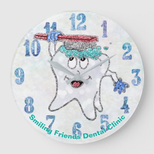 Dental Clock Fun Glitter Custom Grote Klok (Voorkant)