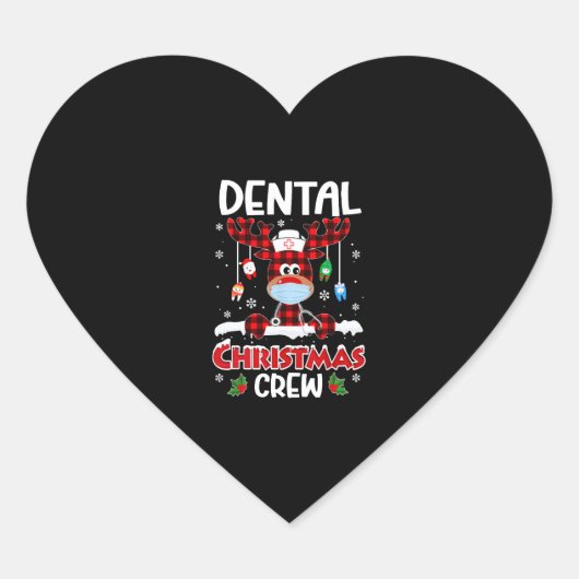 Dental Crew Rendieren en Tand Kerstmis 2020 Hart Sticker (Voorkant)