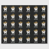 Dental Crown Funny Tooth Pun Dark BG Cadeaupapier (Vlak)