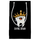 Dental Crown Funny Tooth Pun Dark BG Klein Cadeauzakje (Voorkant)
