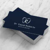 Dental Custom Tooth Logo Navy Blue Dentist Visitekaartje