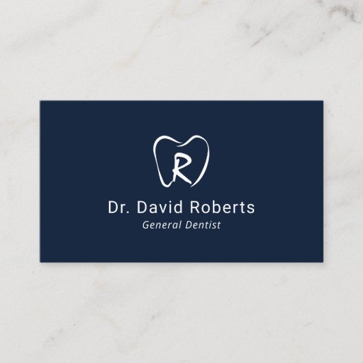 Dental Custom Tooth Logo Navy Blue Dentist Visitekaartje (Voorkant)
