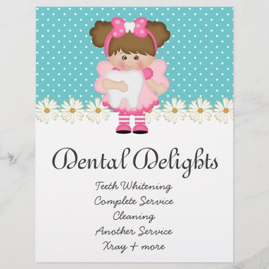 Dental Dentist Tooth Fairy Polka Dot Cute Flyer (Voorkant)