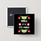 Dental Doctor Xmas Vierkante Button 5,1 Cm (Voorkant /achterkant)