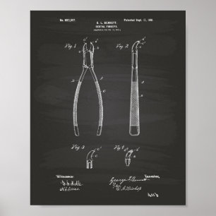 Dental Forceps 1901 Patent Art Chalkboard Poster