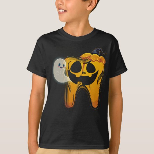 Dental Halloween Pumpkin Tooth Ghost T-shirt (Voorkant)