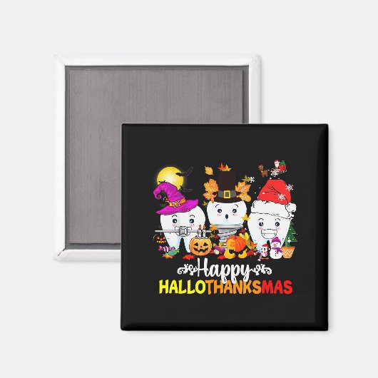 Dental Halloween Thanksgiving Christmas Happy Hall Magneet (Voorkant / Achterkant)